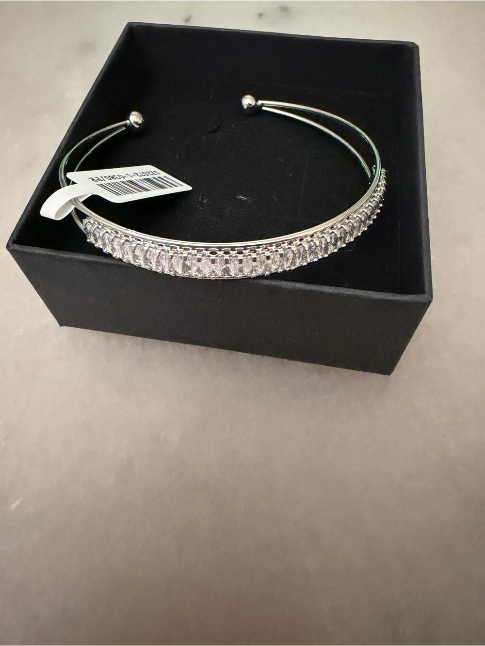 Silver tone Crystal Pavé Cuff Bracelet - Silver